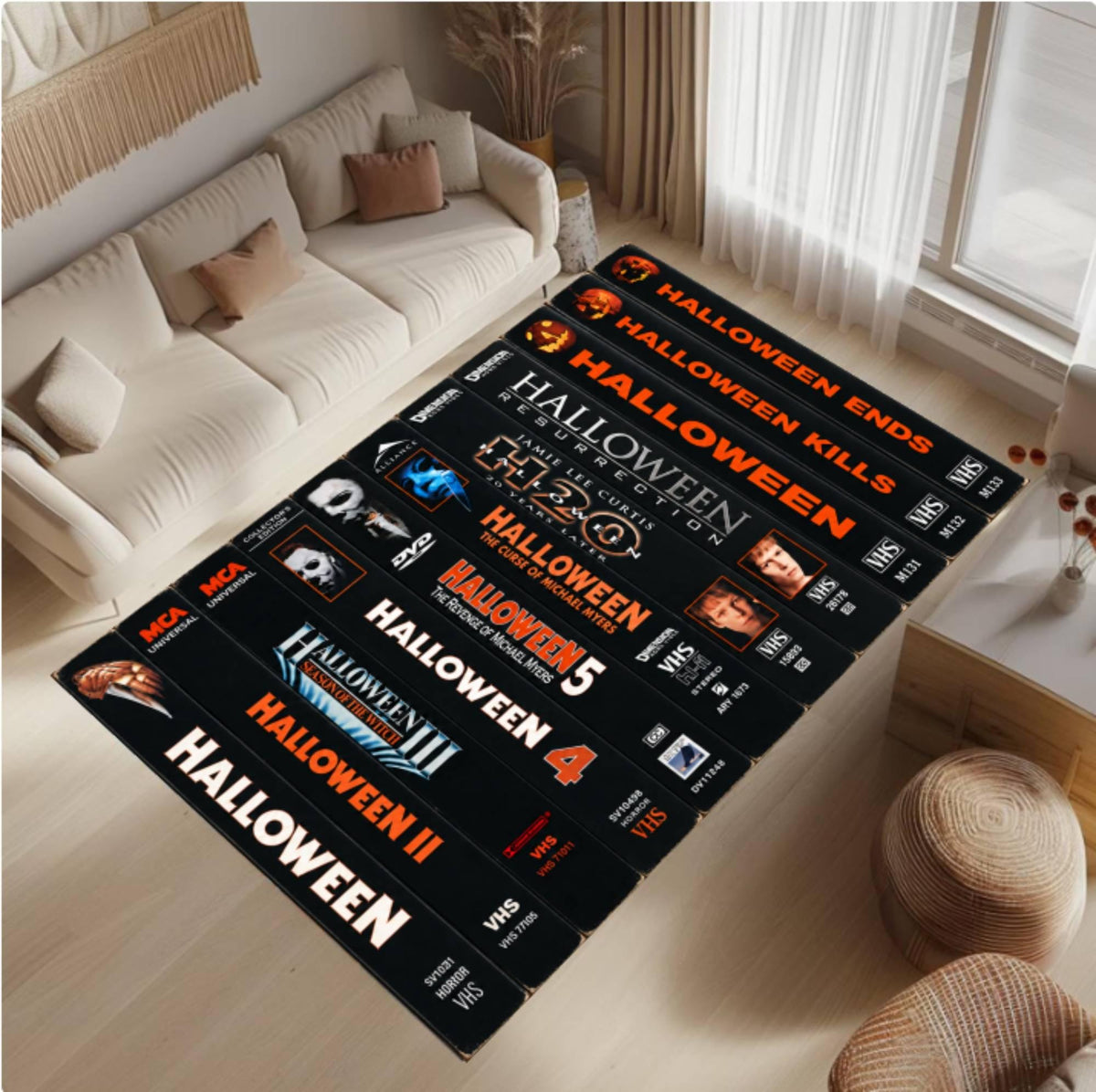 Retro Horror VHS Collection Area Rug