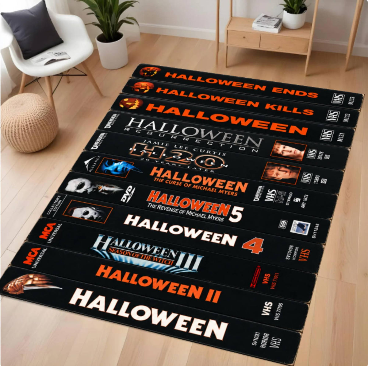 Retro Horror VHS Collection Area Rug
