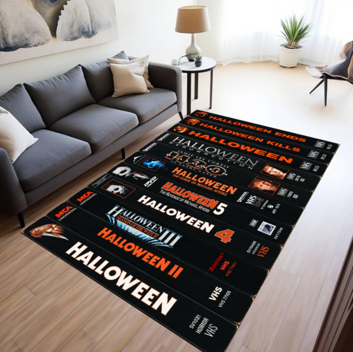 Retro Horror VHS Collection Area Rug