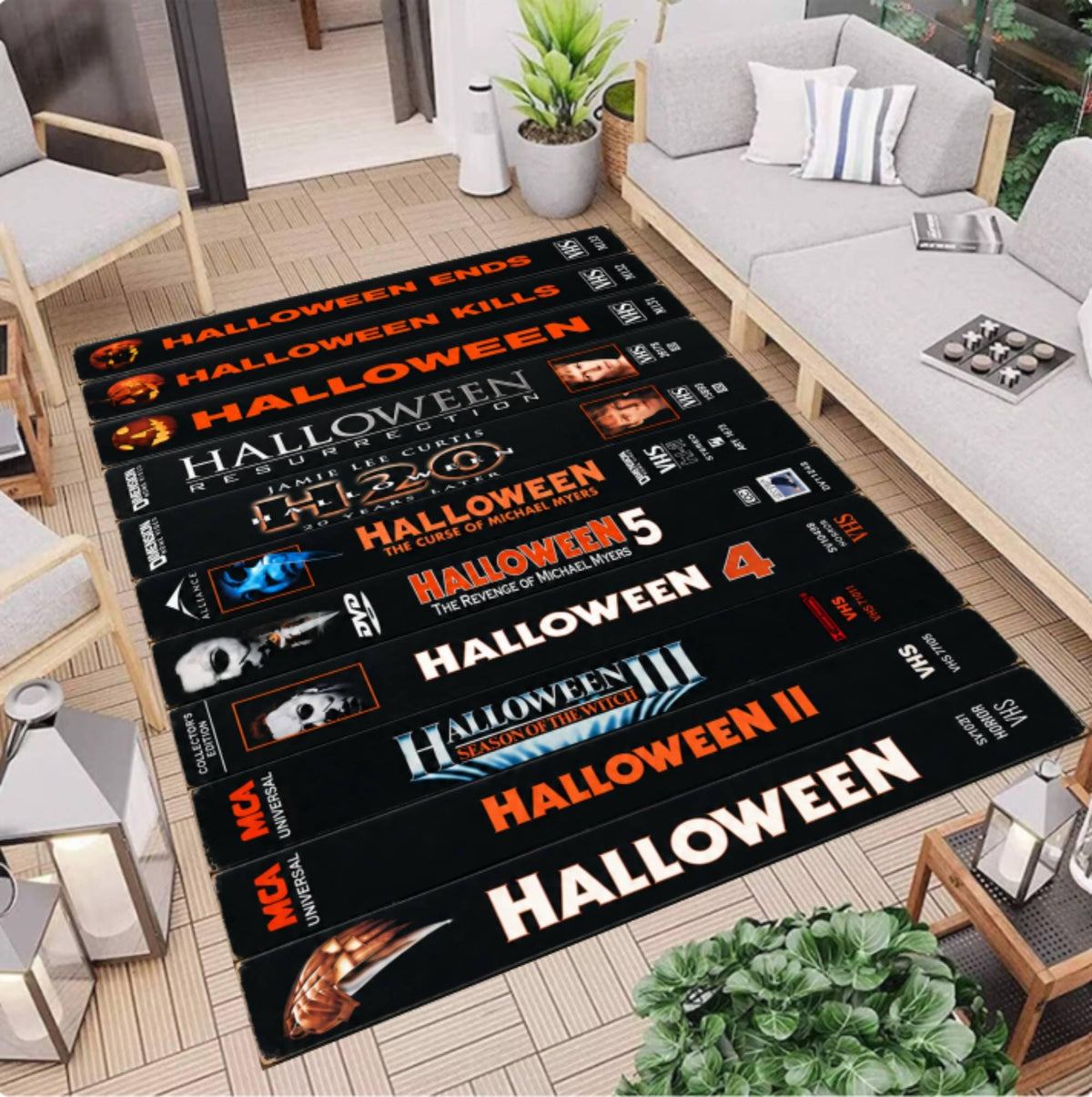Retro Horror VHS Collection Area Rug
