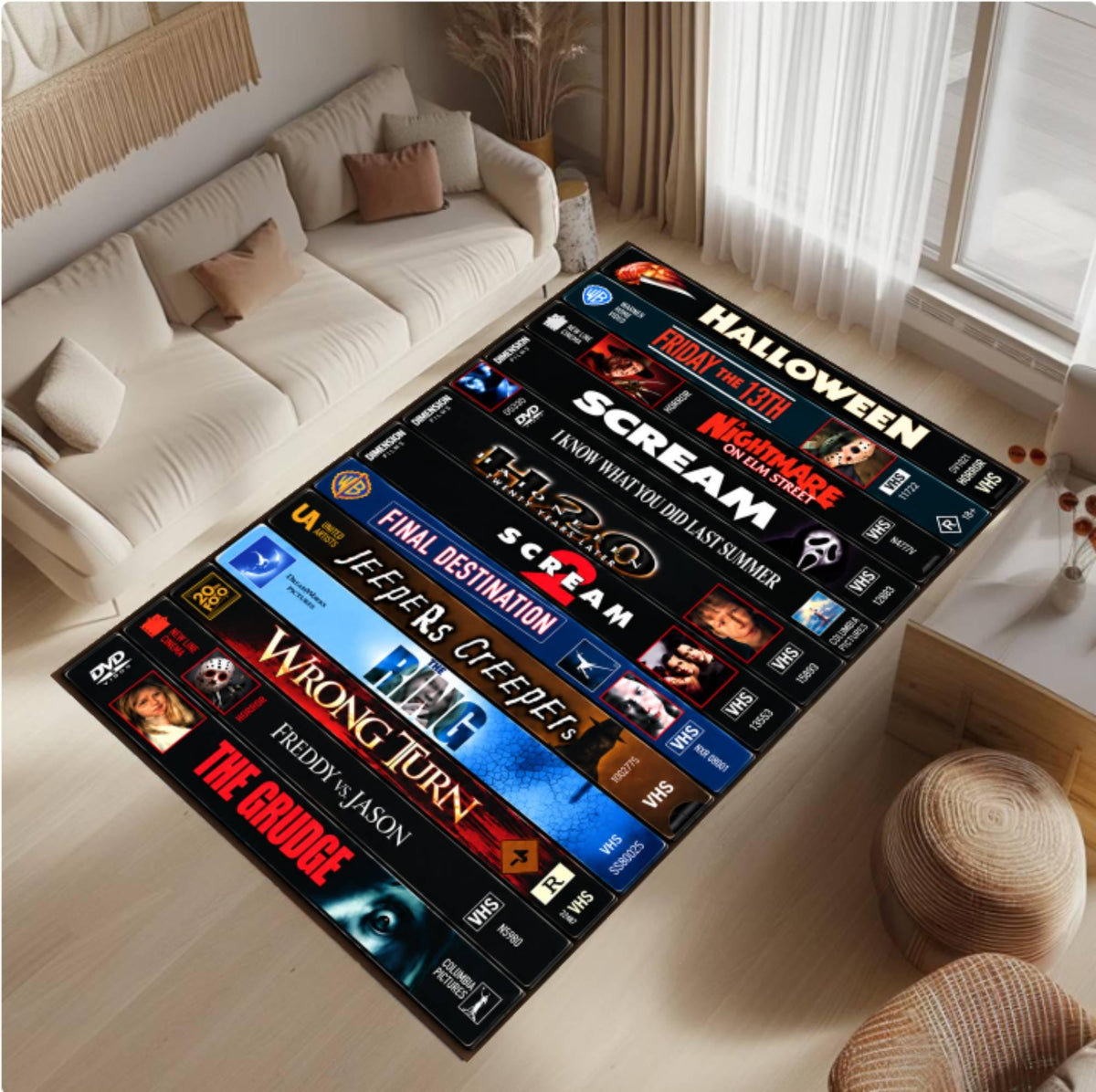 Retro Horror Movie VHS Rug