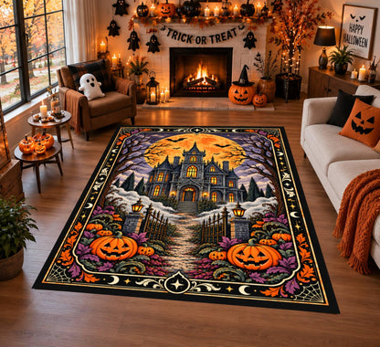Haunted House Halloween Rug