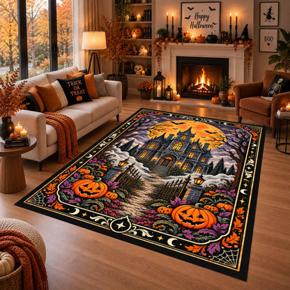 Haunted House Halloween Rug